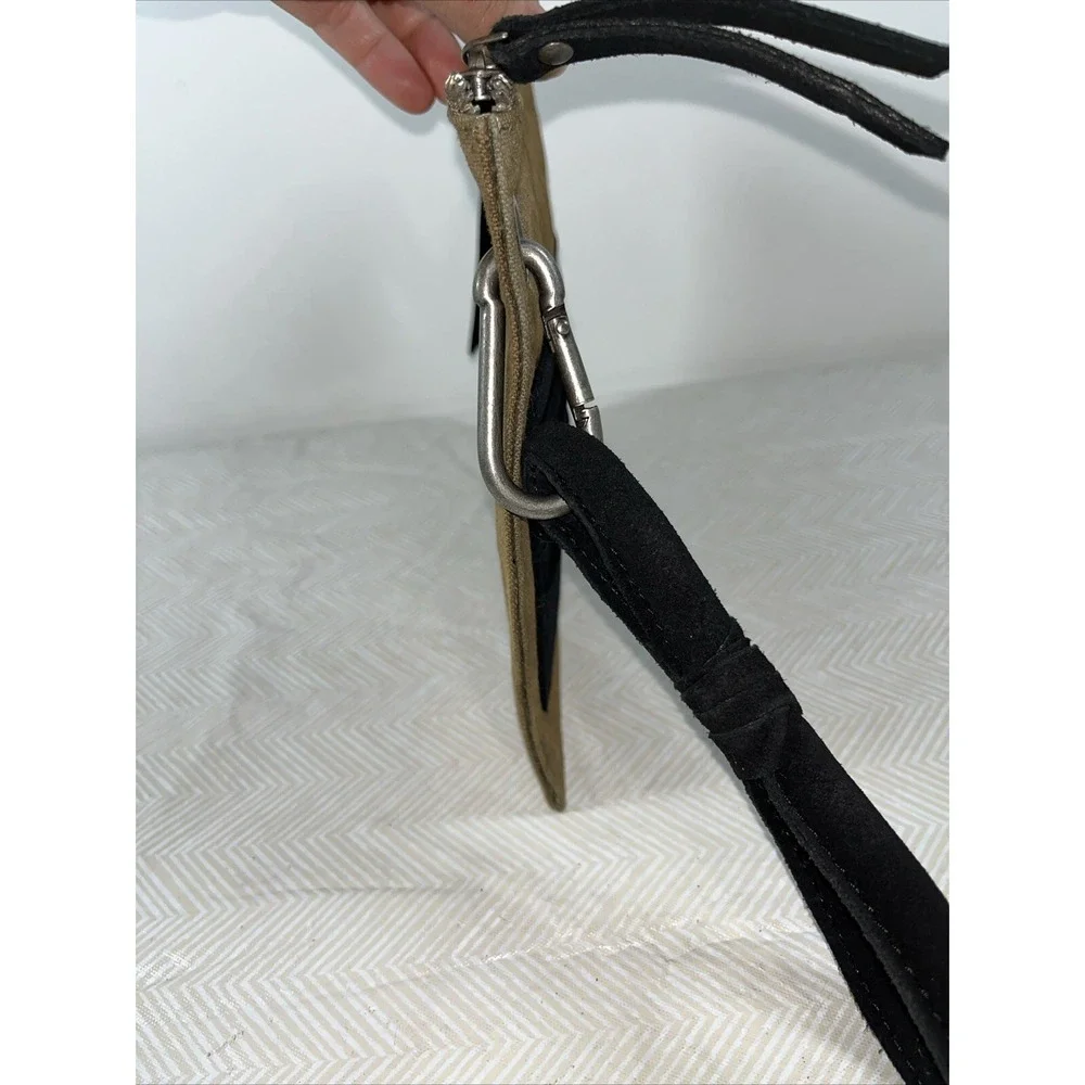 Free People Suede & Canvas Essential Clutch Wristlet Green/Black Trendy Casual